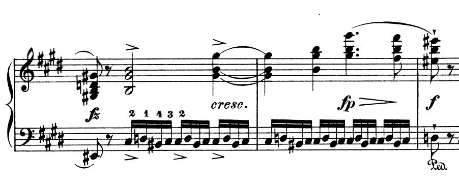için, seri etki (sequence) şeklinde de gözlemlenebilir. Örnek 6a: Chopin; Etude, Op. 10, nr.