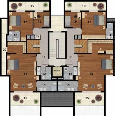 11 HOL 11,29 m 2 DUBLEKS ÜST KAT PLANI 12 GENEL BANYO 4,56 m 2 13 EBEVEYN ODASI 36,53 m 2 14 EBEVEYN BANYO 5,82 m 2 BRÜT : 140 m 2 NET : 114 m 2 15 TERAS 10,85 m 2 16 YATAK ODASI 7,10 m