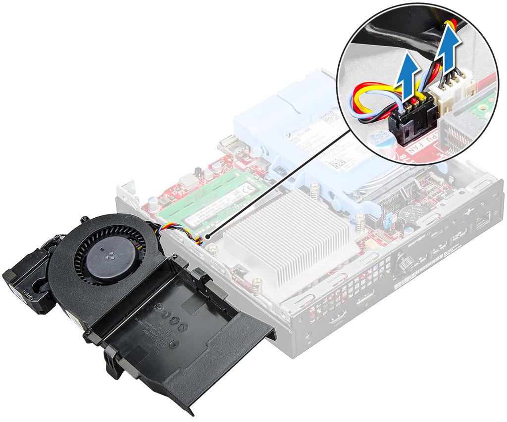 Sistem fanını Takma 1 Hoparlör kablosunu ve sistem fanı kablosunu sistem kartı üzerindeki konnektörlere bağlayın.