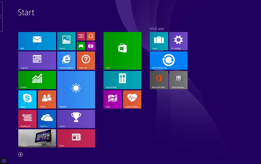 Start (Başlangıç) düğmesi Windows 8.1, en son açtığınız iki uygulama arasında geçiş yapmanıza olanak tanıyan Start (Başlangıç) düğmesine sahiptir.