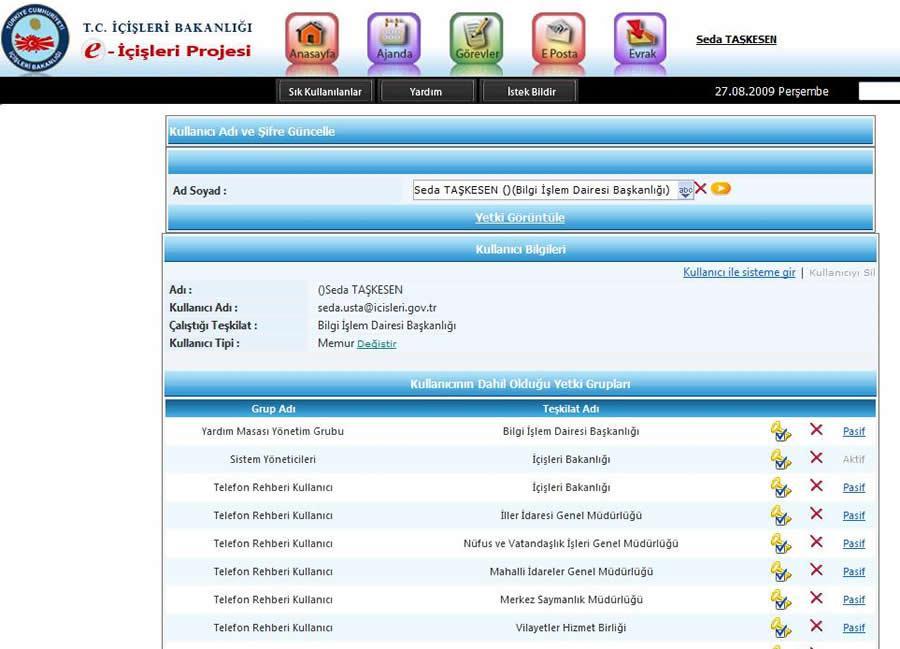 Telefon Defteri Modülü Kullanım Kılavuzu YETKİ VE KAYIT İŞLEMİ Kayıt yapacak kullanıcıya yetki verilmesi Kayıt yapacak kullanıcı yetkilendirilirken dikkat edilmesi gereken en önemli nokta,