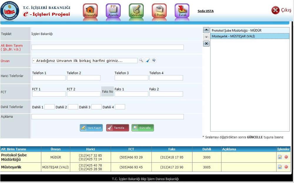 Örneğin; Oluşturulan rehbere Protokol Şube Müdürlüğü ne ait telefon numaralarının kaydı daha önce yapıldı.