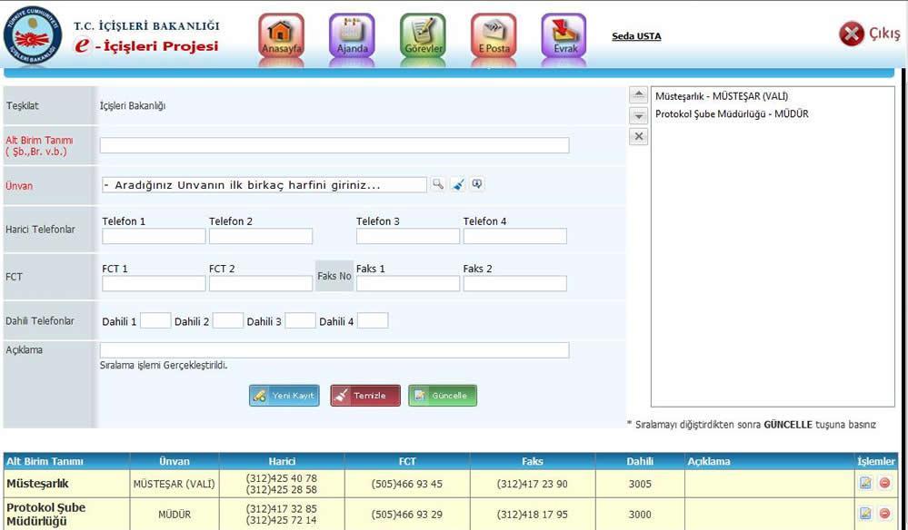 listelenmektedir. Sağ tarafta bulunan bölümde kaydı yapılan telefon numaralarına ilişkin liste oluşmaktadır.