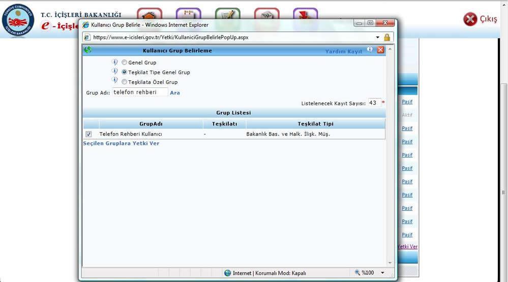 Teşkilat Tipe Genel Grup Grup Adı Telefon Rehberi