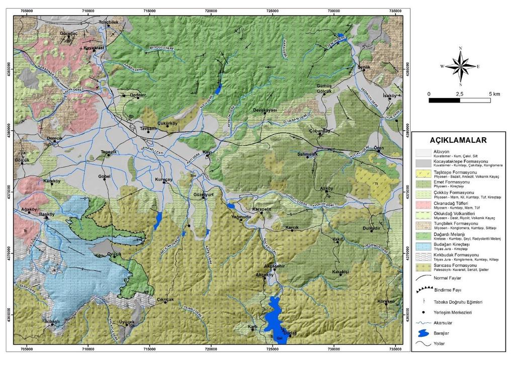 2.2 Yöntem Çalışma alanının jeolojisini incelemek amacıyla 1/25 000 ölçekli topoğrafik haritalar kullanılarak çalışma alanının sınırları belirlenmiştir.