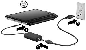 AC adaptörünü bağlama UYARI! Elektrik çarpması veya donanımın zarar görmesi riskini azaltmak için: Güç kablosunu her zaman erişebileceğiniz bir AC prize takın.