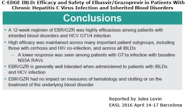 *Kalıtımsal kanama bozukluğu (KKB) olan genotip 1 / 4 HCV ile infekte olgularda 12 haftalık EBR/GZR tedavisi yüksek derece etkili *Birçok önemli hasta