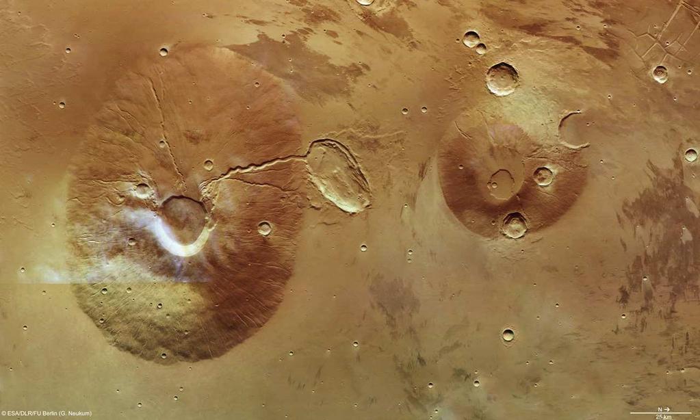Mars üzerinde komşu yanardağlar 1 Nisan 2011, Mars Express http://download.esa.