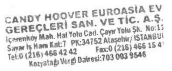 GARANTİ BELGESİ ANKASTRE FIRIN Ankastre fırın kullanma kılavuzunda gösterildiği şekilde kullanılması ve yetkili kıldığımız servis elemanları dışındaki şahıslar tarafından bakımı, onarımı veya başka