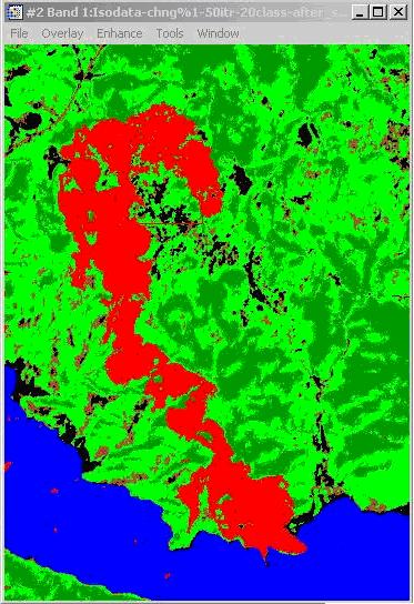 karşılık gelen sınıflandırma sonuçları, doğru sınıflandırılmış piksel yüzdeleri (üretici doğruluğu) ile sınıflandırılmış piksellerin yeryüzünde var olma olasılıklarının yüzdeleri (kullanıcı