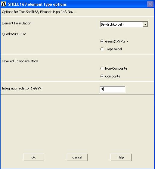 Main Menu Preprocessor Real Constant Add Shell163 OK Real Constant Set