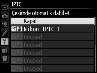 com/ adresinden ücretsiz olarak indirilebilen IPTC Preset Manager yazılımını kullanarak yükleyebilirsiniz. Yazılımı kullanmaya ilişkin talimatlar için çevrimiçi yardıma bakın.