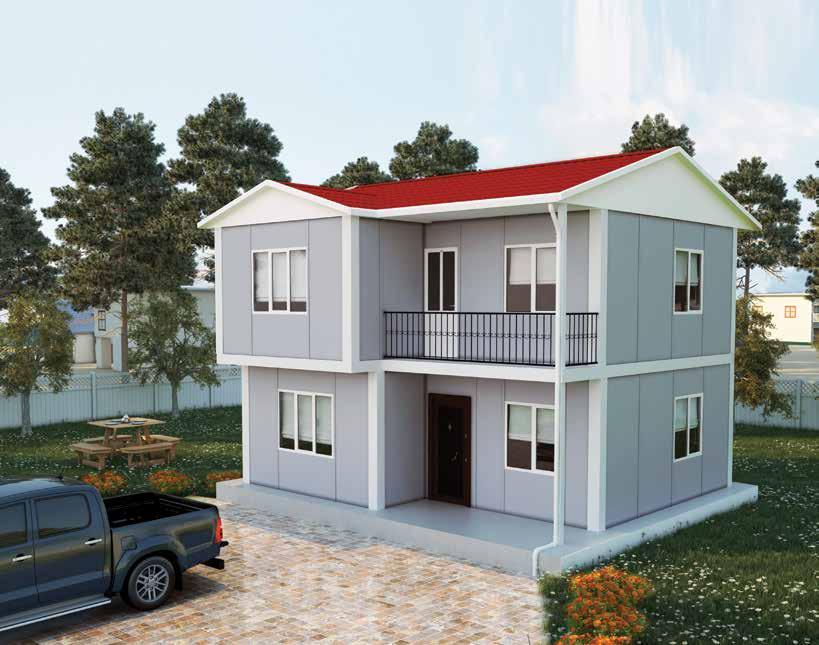AMASRA VP 715 105 m2 95 + 10 m 2 veranda iki katlı prefabrik konut Double storey prefabricated house Siz nerede olmak isterseniz, eviniz
