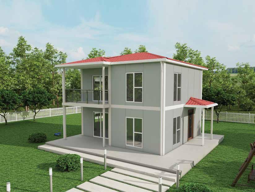 KALKAN VP 717 118 m2 102 + 16 m 2 veranda iki katlı prefabrik konut Double storey prefabricated