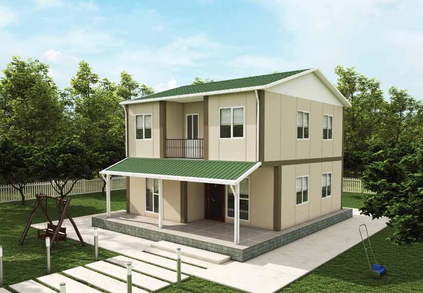 YALIKAVAK VP 719 131 m2 110 + 21 m 2 veranda iki katlı prefabrik konut Double storey prefabricated house Evinizi