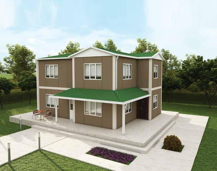 BORNOVA VP 721 142 m2 128 + 14 m 2 veranda iki katlı prefabrik konut Double storey prefabricated