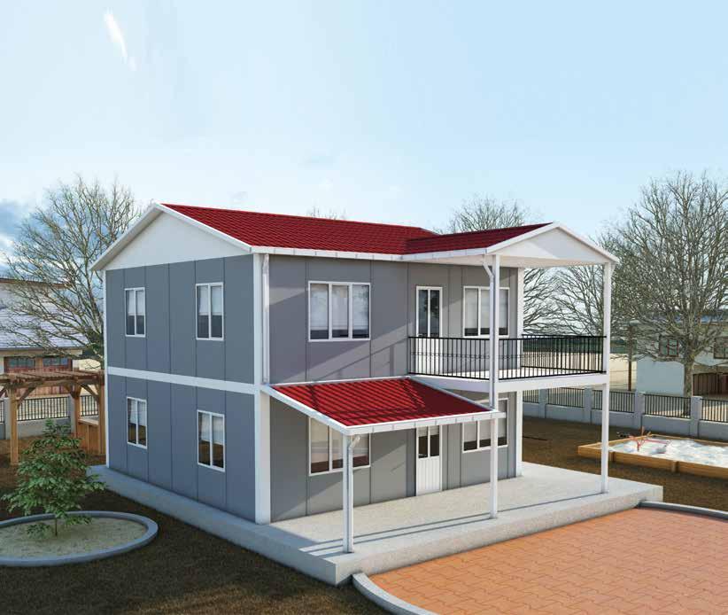 DİKİLİ VP 722 149 m2 116 + 33 m 2 veranda iki katlı prefabrik konut Double storey prefabricated house Sessizlik ve huzur yeni