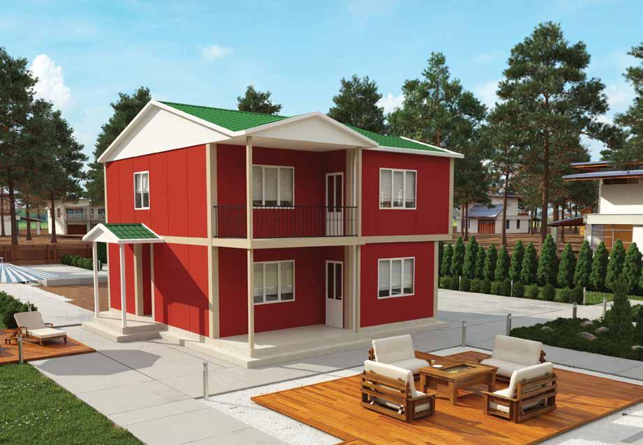 CUNDA VP 723 150 m2 132 + 18 m 2 veranda iki katlı prefabrik konut Double storey prefabricated house