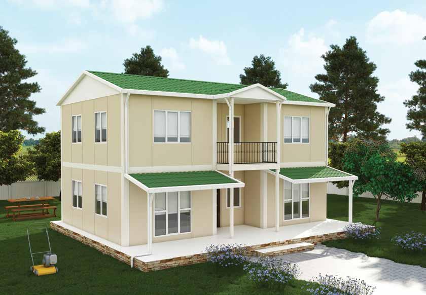 HALİKARNAS VP 725 158 m2 132 + 26 m 2 veranda iki katlı prefabrik konut Double storey prefabricated house