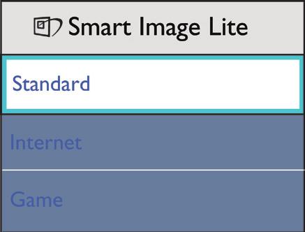 Seçebileceğiniz 3 mod vardır: Standart, Internet, Game (Oyun). 3.2 SmartContrast Bu nedir? Standart: Metni geliştirir ve parlaklığı düşürerek okunabilirliği artırır ve göz yorulmasını düşürür.