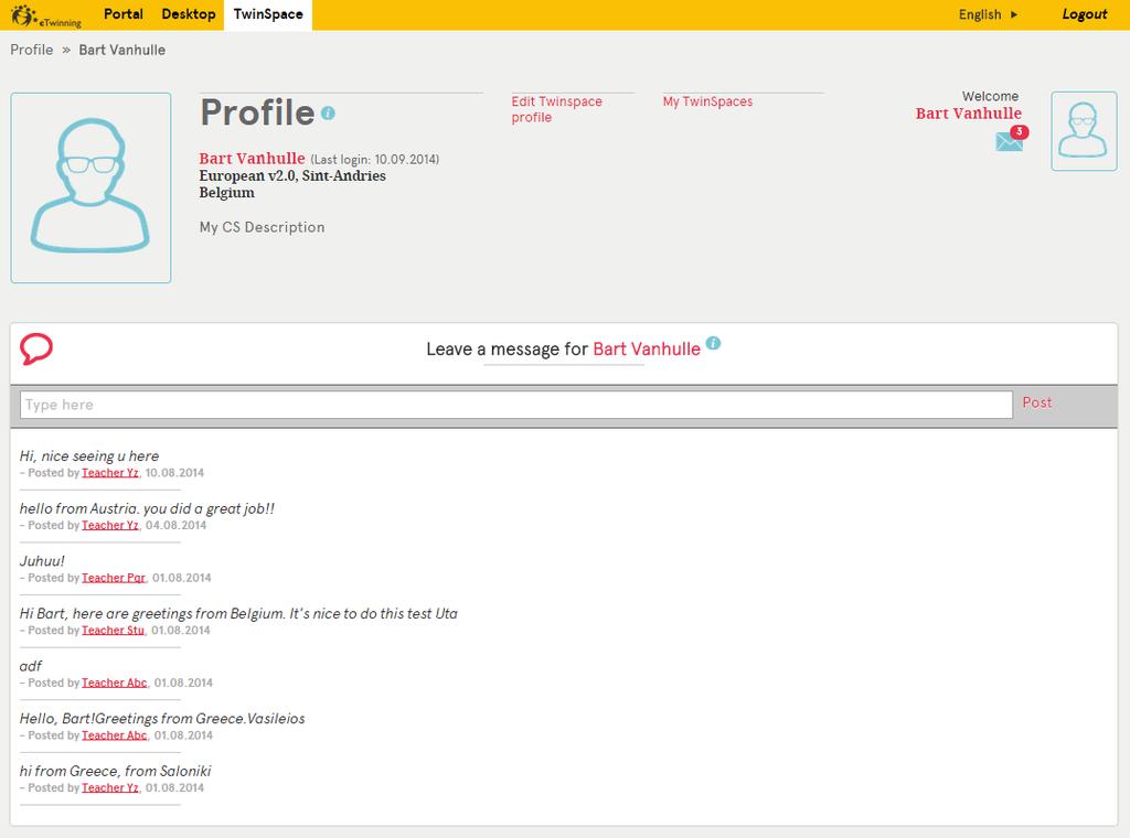 Profil Profil görüntünüzü değiştirmek ve profilinizde görünen bilgileri güncellemek için, TwinSpace profilinizi düzenleyin.