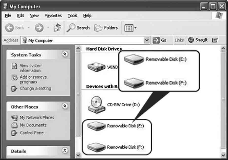 2 [My Computer] (Bilgisayarım) penceresinde çıkarılabilir disk simgesinin görüntülendiğinden emin olun.