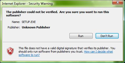 gerçekleştiremeyeceksiniz. İndirilen dosyayı silin ve tekrar Setup ikonunu tıklayın. Internet Explorer-Security Warning mesajı görünürse, Install ı tıklayın.