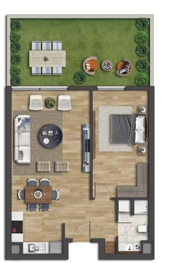 APARTMAN + APARTMAN + BAHÇE Antre Salon Mutfak Yatak Odası Banyo Net Alan Balkon Net Alan+Açık