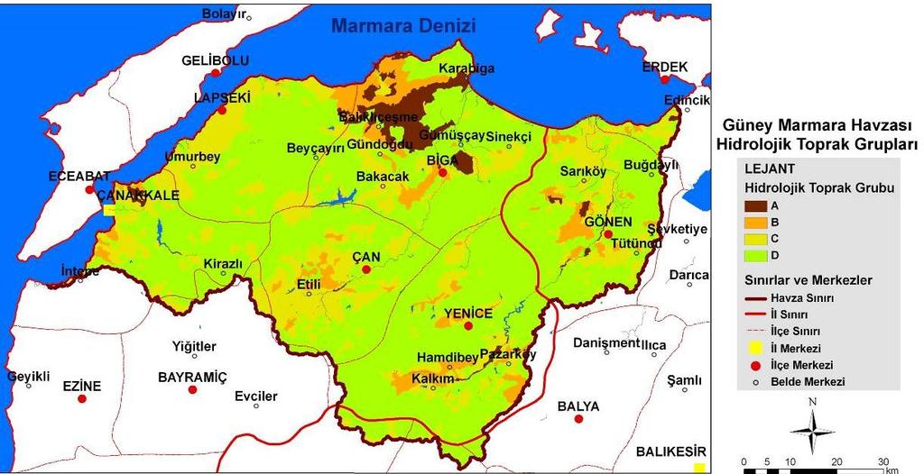 (Şekil 3) ait yağış verileri, 1/25000 ölçekli toprak veritabanı, 18.08.2006 tarihli STER uydu görüntüleri ve 1/25000 ölçekli standart topoğrafik haritalar (STH) kullanılmıştır.