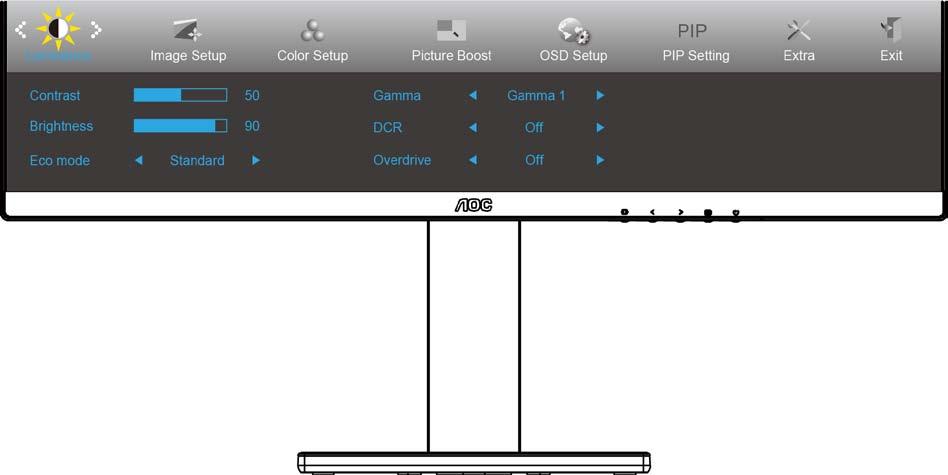 Luminance (Parlaklık) 1. Menüyü görüntülemek için MENU (MENÜ) öğesine basın. 2. (Luminance (Parlaklık)) öğesini seçmek için veya öğesine basın ve girmek için MENU (MENÜ)'ye basın. 3.