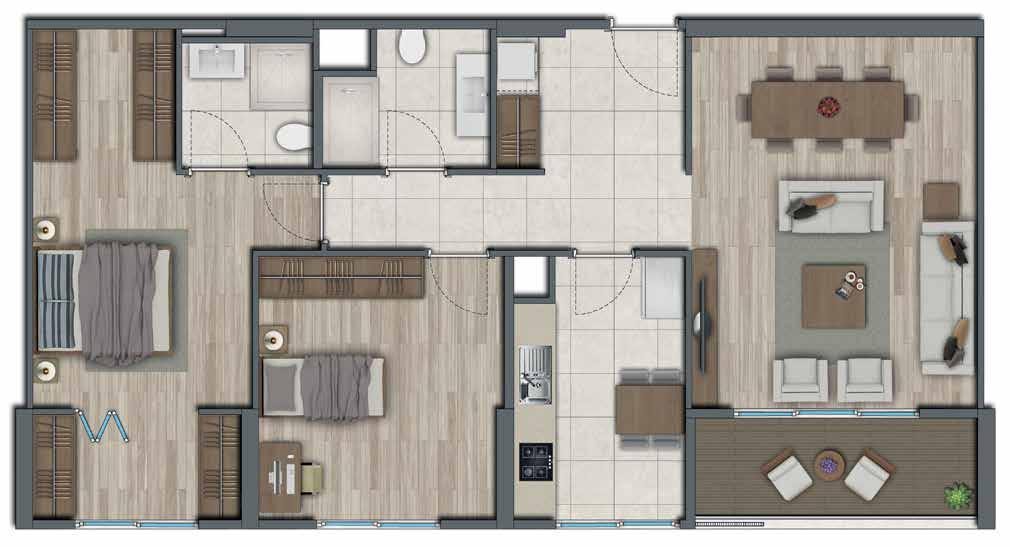 2.1.E 136,00 m² (Satış Alanı) E Blok 1., 2., ve 7. Katlar E. Banyosu: 3,39 m 2 Banyo: 4,19 m 2 Giriş Holü: 5,56 m 2 E.