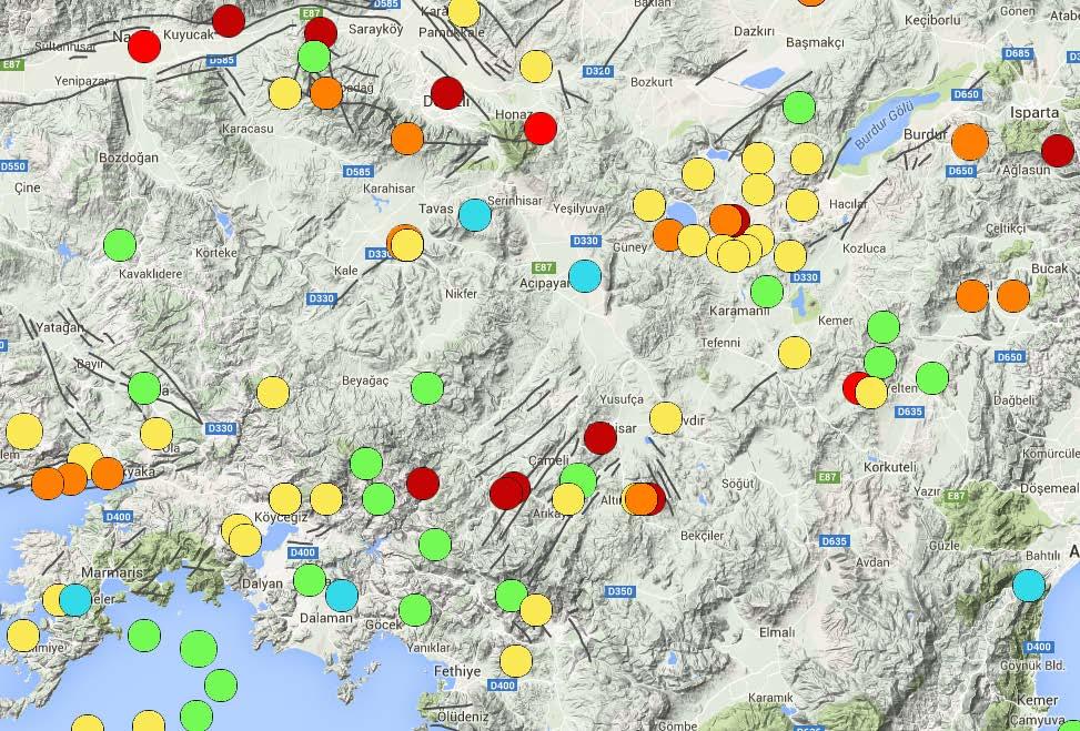 gözlenmiştir. Burdur ve çevresinde depremlerle ilgili ilk kayıtlar 16.yy. a aittir. 1842 ve 1876 yıllarındaki depremlerden sonra saptanan ilk deprem bu yüzyılın başında 09.01.