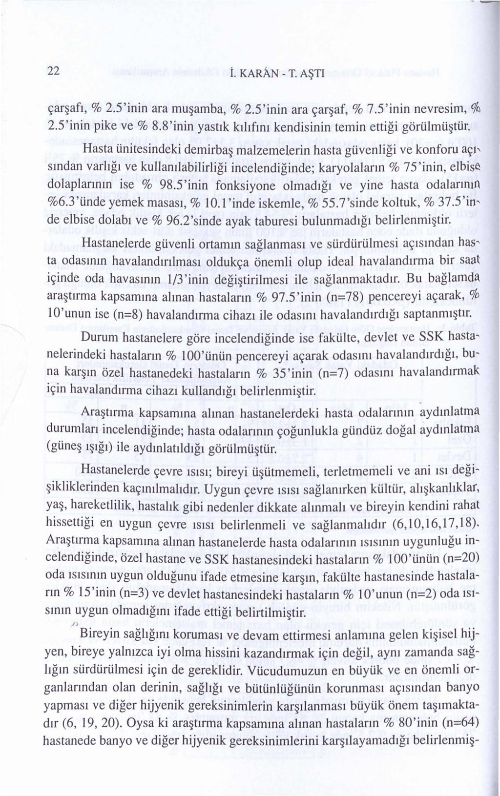 22 i. KARAN - T. A~TI 9ar af1, % 2.5'inin ara mu amba, % 2.5'inin ara 9ar af, % 7.5'inin nevresim, % 2.S'inin pike ve % 8.8'inin yastjk k1hfm1 kendisinin temin ettigi gorlilmti tilr.