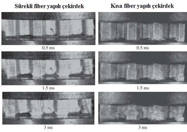 50 Şekil 2.72. 90 J darbe yüklemesi sonucu yapıdaki hasar durumu (Petrone ve ark., 2013) Li ve ark.