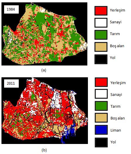 Şekil 5.19 : LANDSAT-TM + NDVI + NDBI veri seti ile yapılan kontrollü sınıflandırma sonuçları. 5.7 Doğruluk Analizi Yapılan kontrollü sınıflandırma işleminin doğruluğunu analiz etmek için hata matrisi oluşturulmuştur.