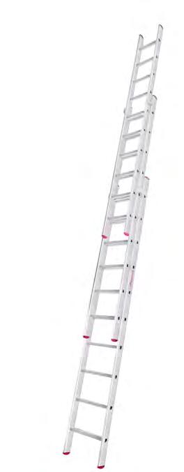 Üç Parçalı Sürgülü Merdivenler Threefold Sliding Ladder Üç kademeli ve sürgülü olarak kullanılabilen üç parçalı merdivenlerin yüksekliği, çelik kancaların istenilen basamağa takılmasıyla