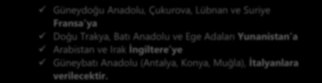 Ġngiltere ye Güneybatı Anadolu (Antalya, Konya, Muğla), Ġtalyanlara verilecektir.