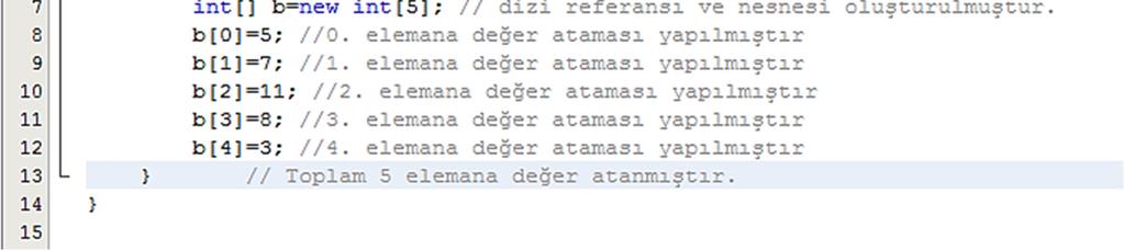 Dizilerde İlk Değer Atama: