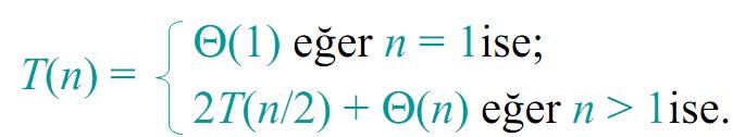 82 Birleştirme sıralaması için yineleme Genellikle n'nin küçük değerleri için taban durumu ( base case ) olan