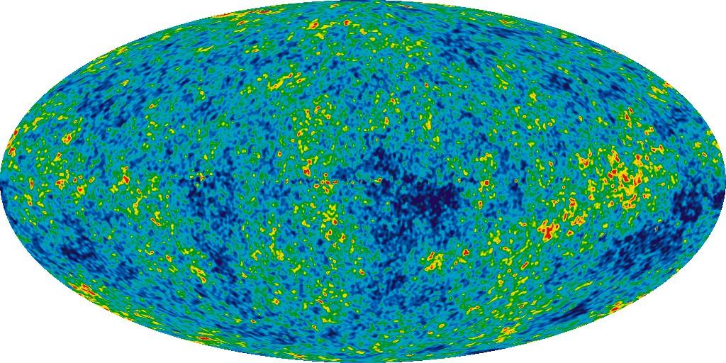 'Gökyüzü' Mikrodalga Resmi WMAP verisinden (9 yıllık) genç evrenin tüm gökyüzü resmi. Bu resim 13.