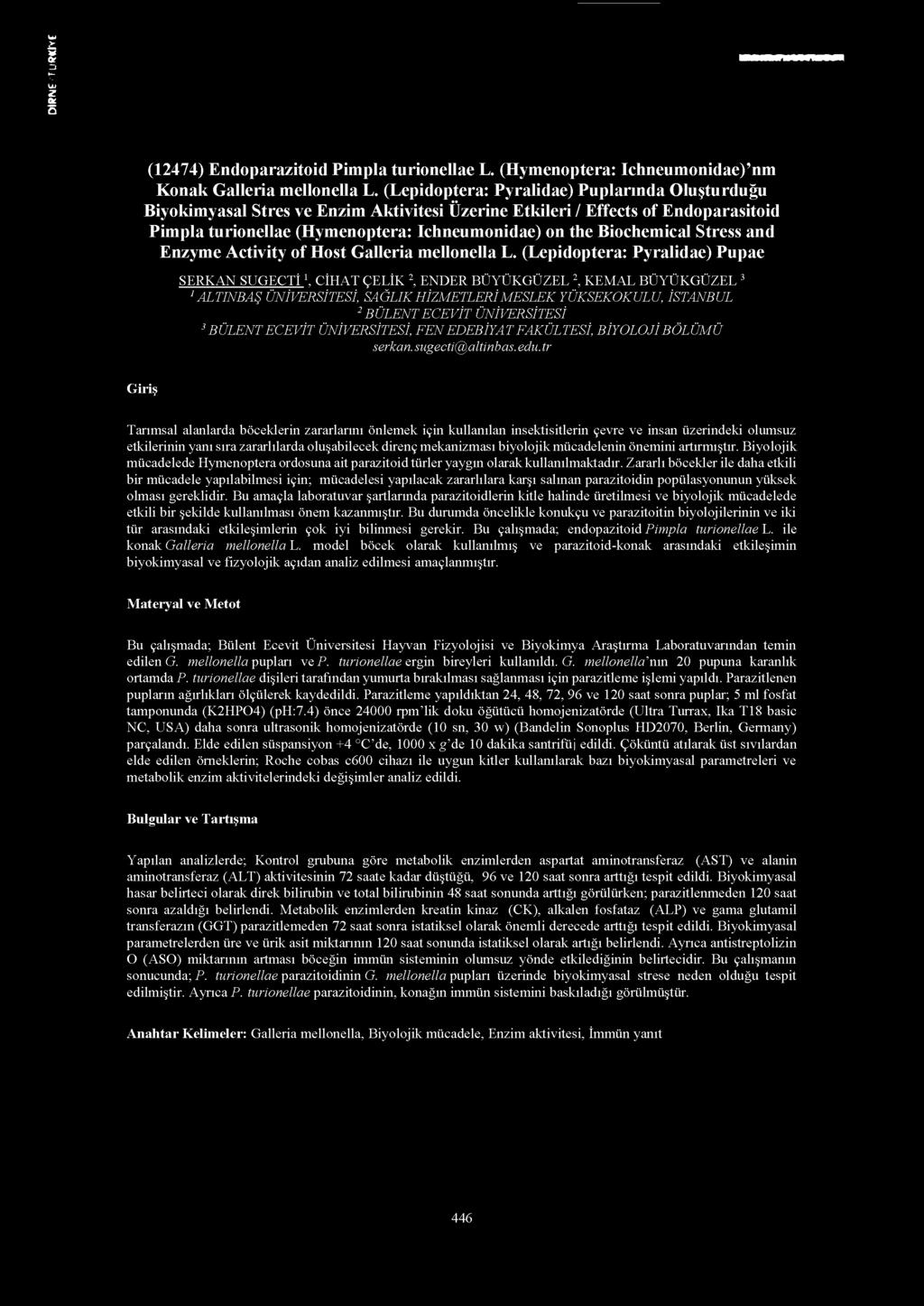 Stress and Enzyme Activity of Host Galleria mellonella L.