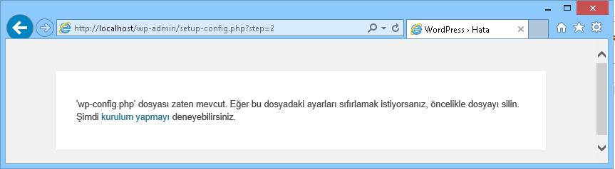 phpmyadmin veritabanı yönetim panelinde oluşturulan veritabanı bilgilerini ve kurulum sonrası oluşturulan Parola bilgilerini Şekil 9.