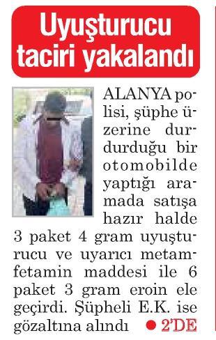 ALANYA POSTASI Tarih : 3.5.2017 HAFTADA 6 GÜN YERE.