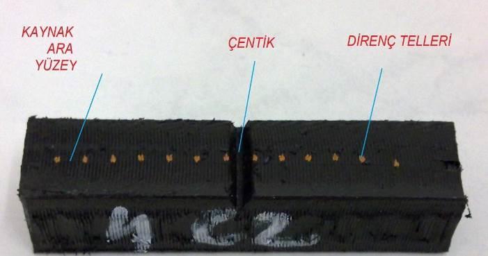 etkisini minimize etmek için iki tel arasından 2.54 mm derinlikte ağız açısı 45 çentik açıldı. Şekil 3.21.