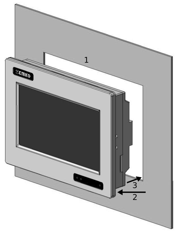 Cihazın Panel Üzerine Montajı 1- Cihazın montaj yapılacağı panel kesitini verilen ölçülerde