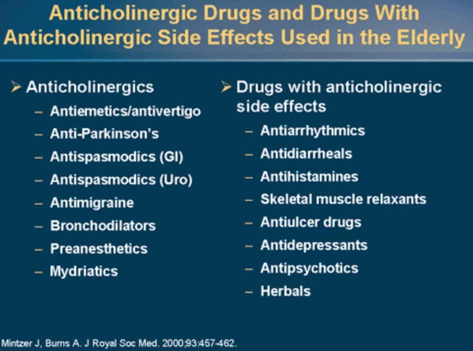Antikolinerjik ajanlar ve Yaşlılarda