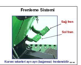 8.6.2. Frenlerin tipleri Frenleri genel olarak; İşletme frenleri ( yol freni, servis freni ), Park frenleri, Dümenleme frenleri olarak üç grup altında toplamak olanaklıdır.