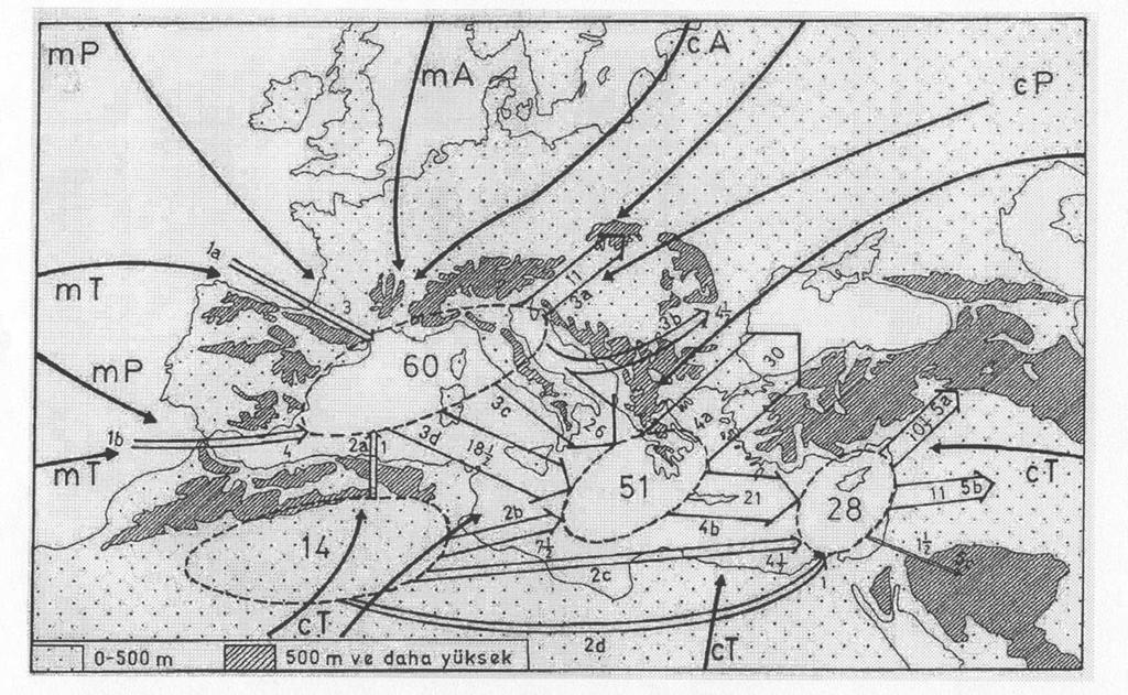 129 Şekil 31: WEATHER IN THE MEDITERRANEAN a göre Akdeniz havzasını etkileyen hava