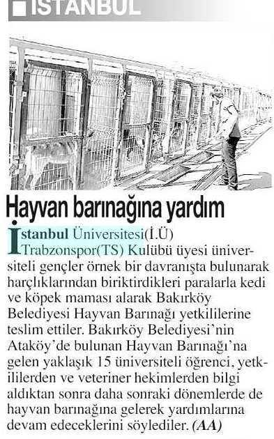 HAYVAN BARINAGINA YARDIM Yayın Adı : Anayurt Sayfa : 6