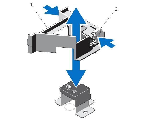 Rakam 22. PCIe kart tutucunun çıkarılması ve takılması 1. PCIe kart tutucu 2.